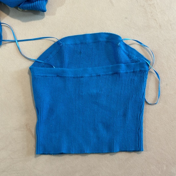 2 Piece Blue Ribbed Sweater Set - Picture 5 of 7